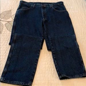 Wrangler dark wash blue jeans regular fit 36x32